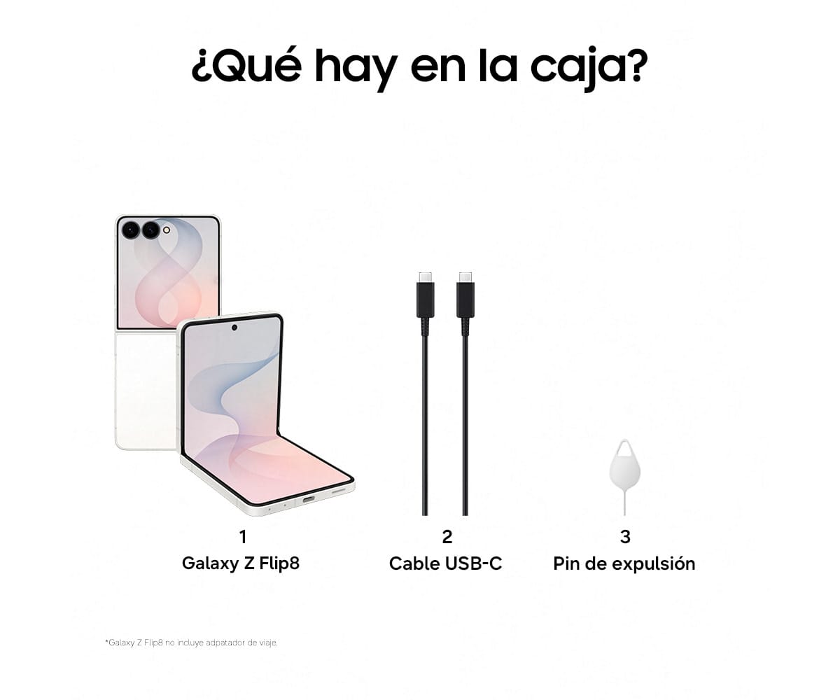 SAMSUNG GALAXY Z FLIP8 5G BLANCO / 12 + 256 GB / 6.9'' DYNAMIC AMOLED 2X 120HZ FHD+ - detalle