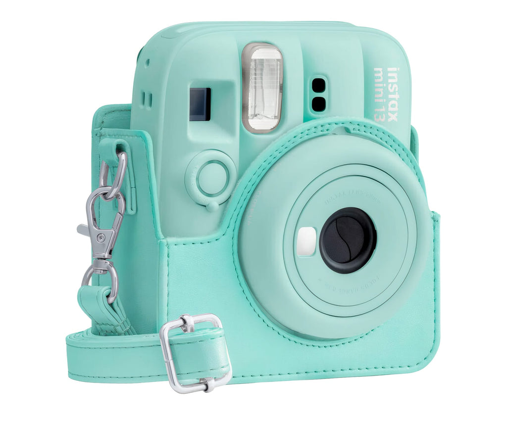 FUJIFILM FUNDA INSTAX MINI 13 LAGOON GREEN / FUNDA DE CÁMARA CON CORREA AJUSTABLE - detalle
