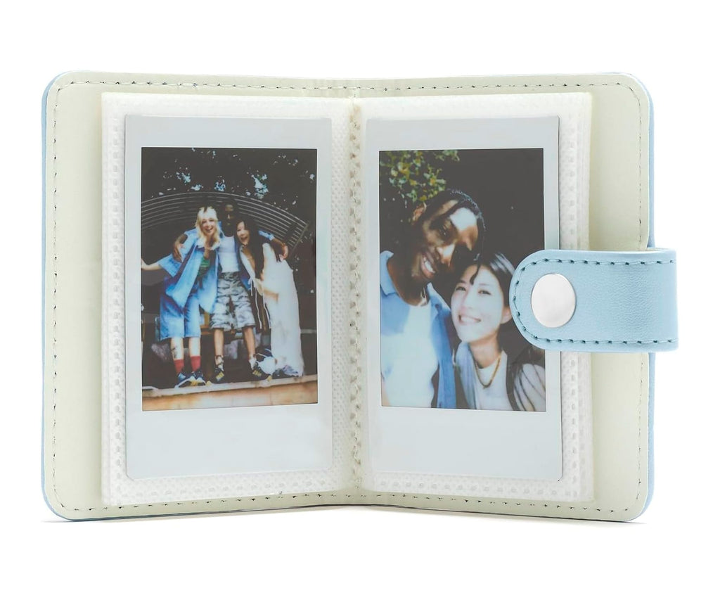 FUJIFILM INSTAX MINI 13 ACCESORIOS KIT FROST BLUE / FUNDA ORIGINAL + MINI ÁLBUM + CLIPS PARA SUJETAR FOTOS - detalle