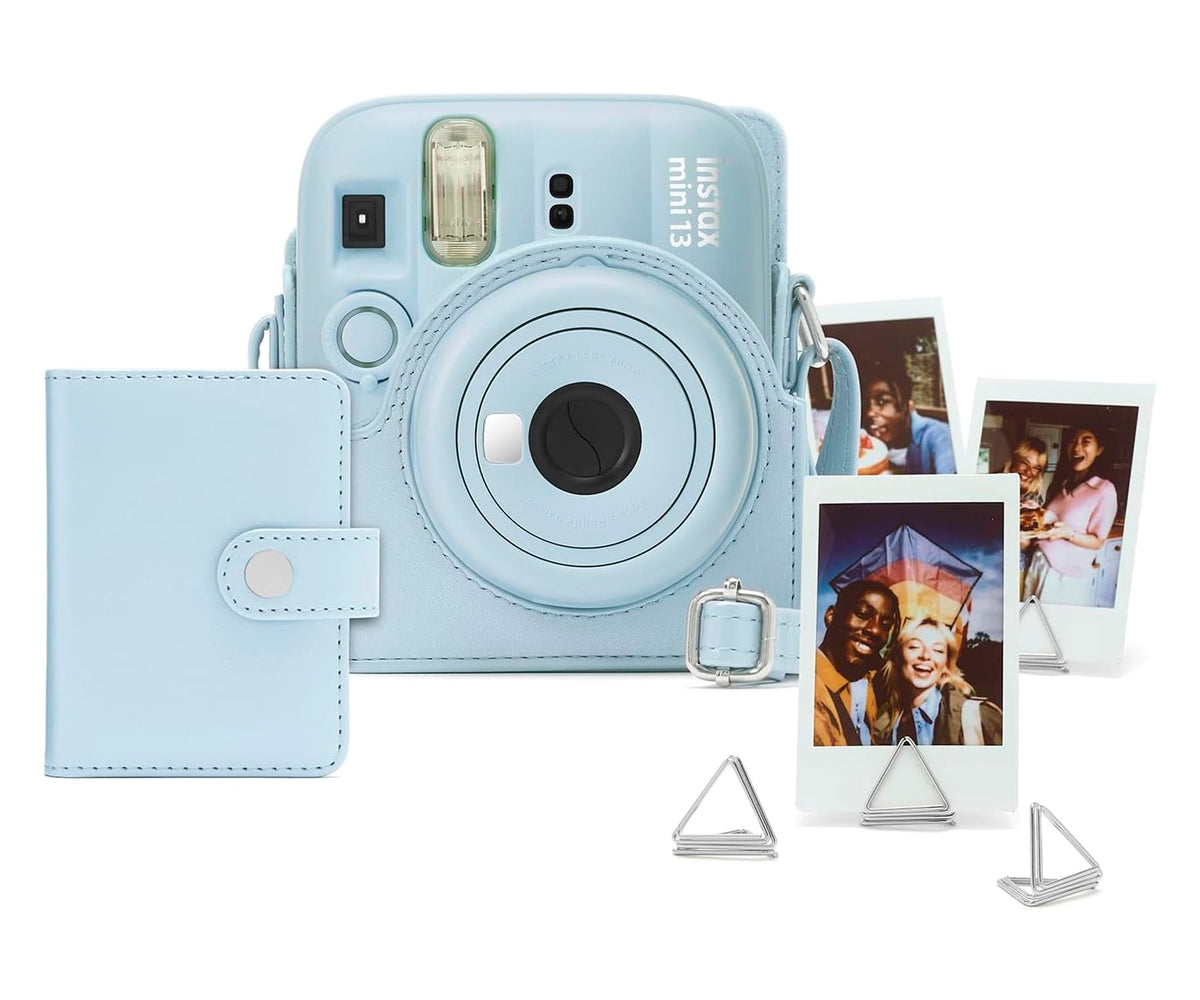 FUJIFILM INSTAX MINI 13 ACCESORIOS KIT FROST BLUE / FUNDA ORIGINAL + MINI ÁLBUM + CLIPS PARA SUJETAR FOTOS