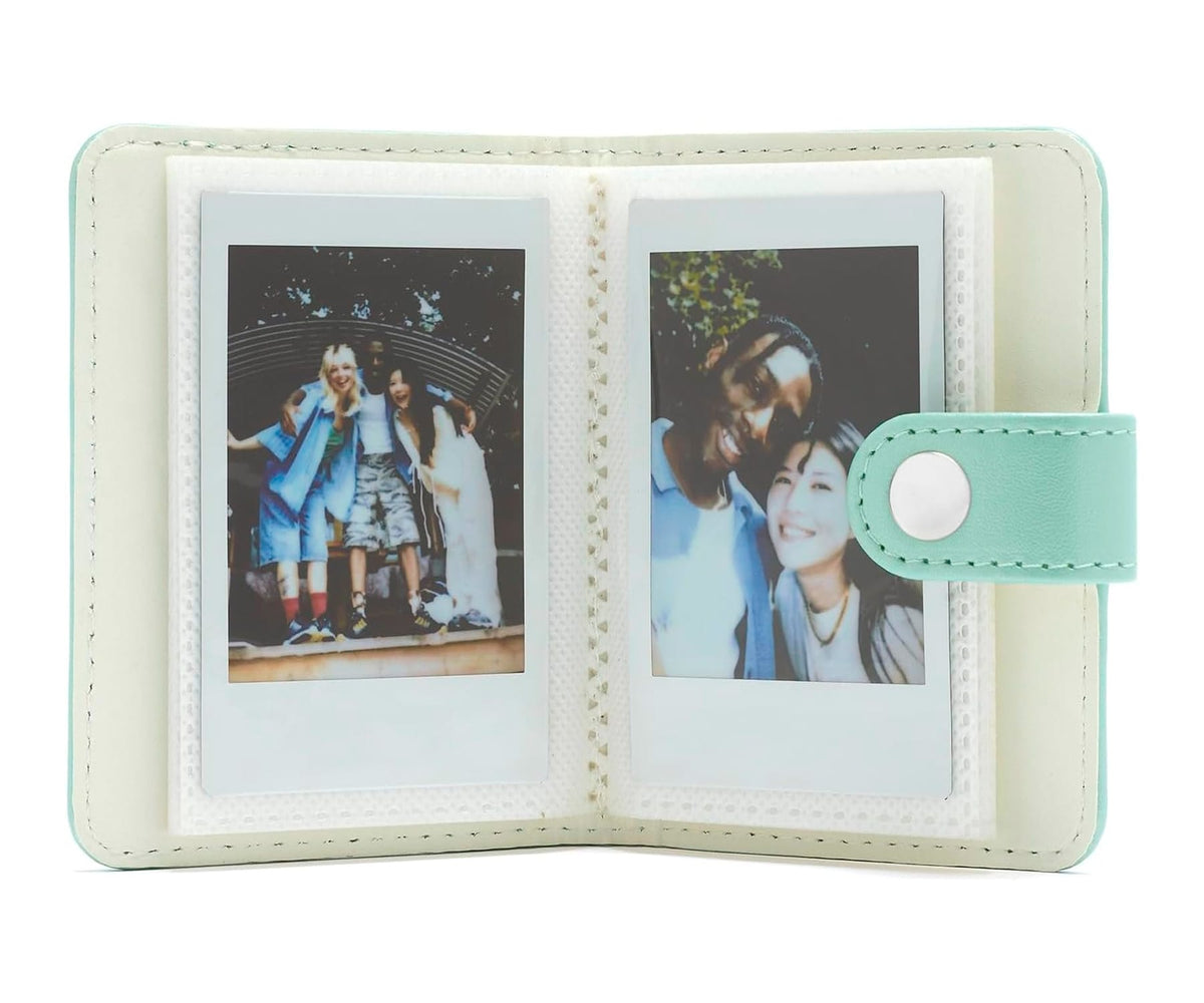 FUJIFILM INSTAX MINI 13 ACCESORIOS KIT LAGOON GREEN / FUNDA ORIGINAL + MINI ÁLBUM + CLIPS PARA SUJETAR FOTOS - detalle