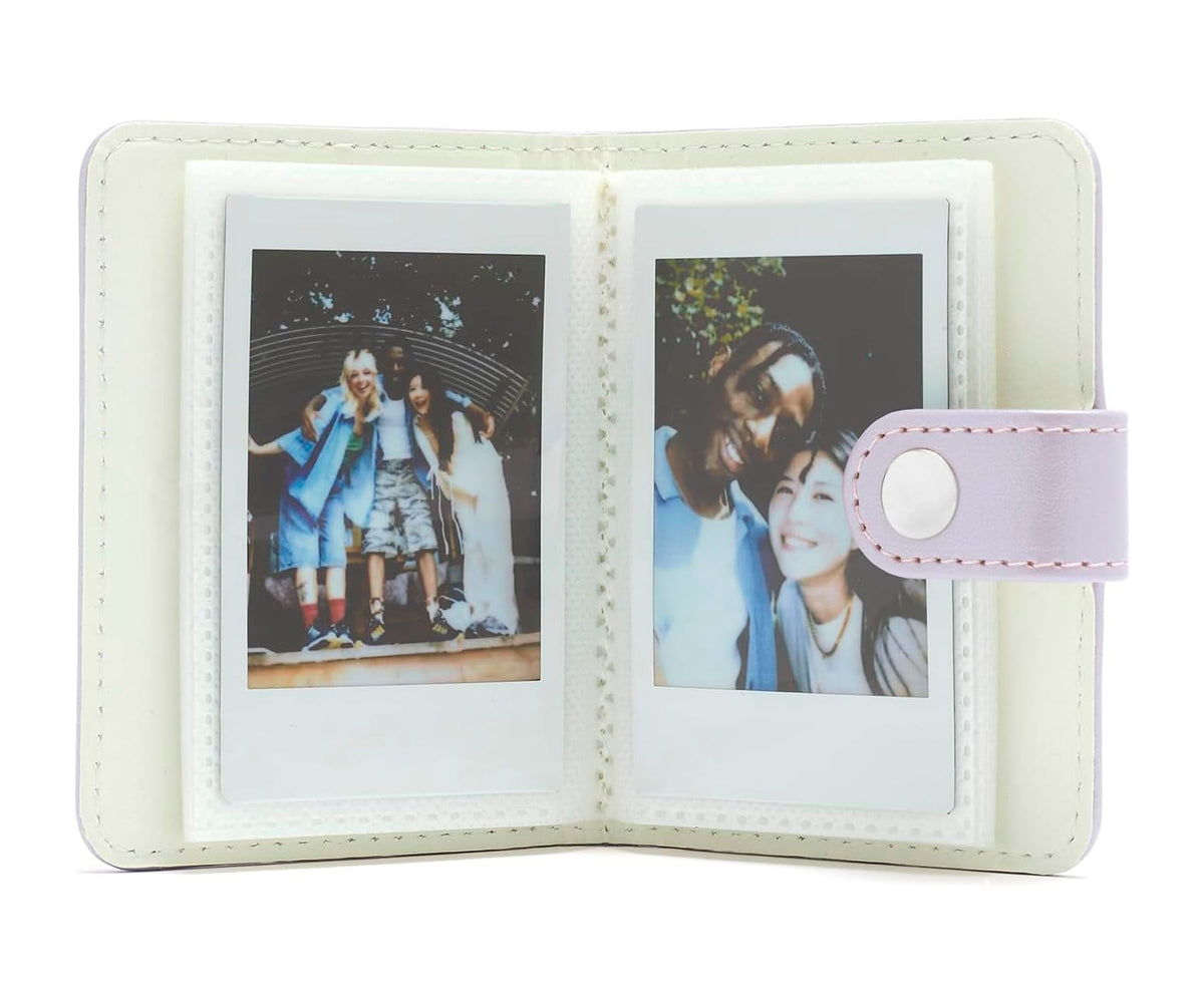 FUJIFILM INSTAX MINI 13 ACCESORIOS KIT DREAMY PURPLE / FUNDA ORIGINAL + MINI ÁLBUM + CLIPS PARA SUJETAR FOTOS - detalle