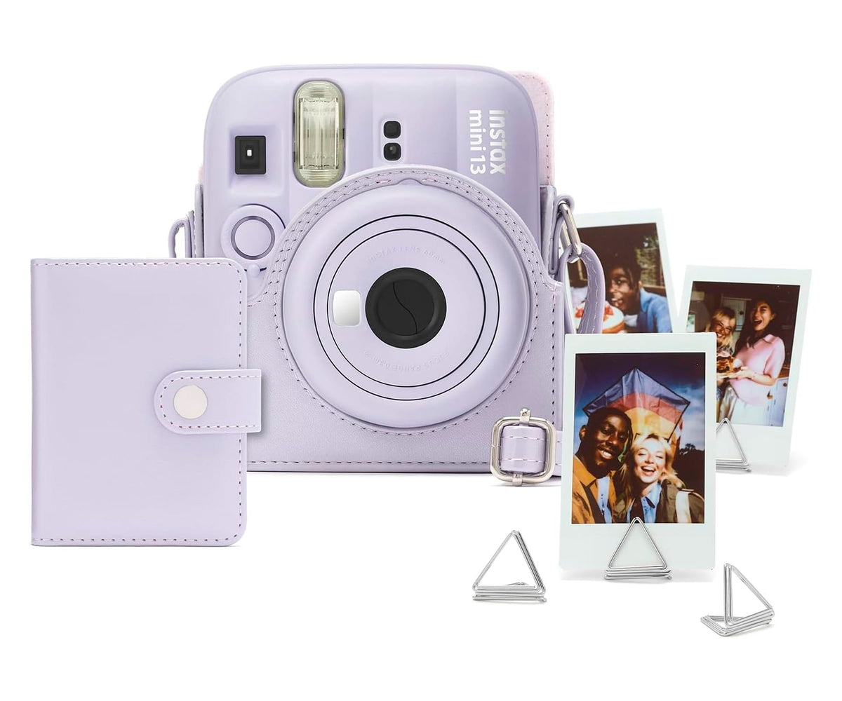 FUJIFILM INSTAX MINI 13 ACCESORIOS KIT DREAMY PURPLE / FUNDA ORIGINAL + MINI ÁLBUM + CLIPS PARA SUJETAR FOTOS