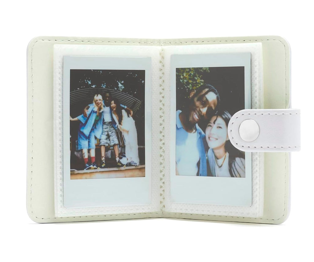 FUJIFILM INSTAX MINI 13 ACCESORIOS KIT CLAY WHITE / FUNDA ORIGINAL + MINI ÁLBUM + CLIPS PARA SUJETAR FOTOS - detalle
