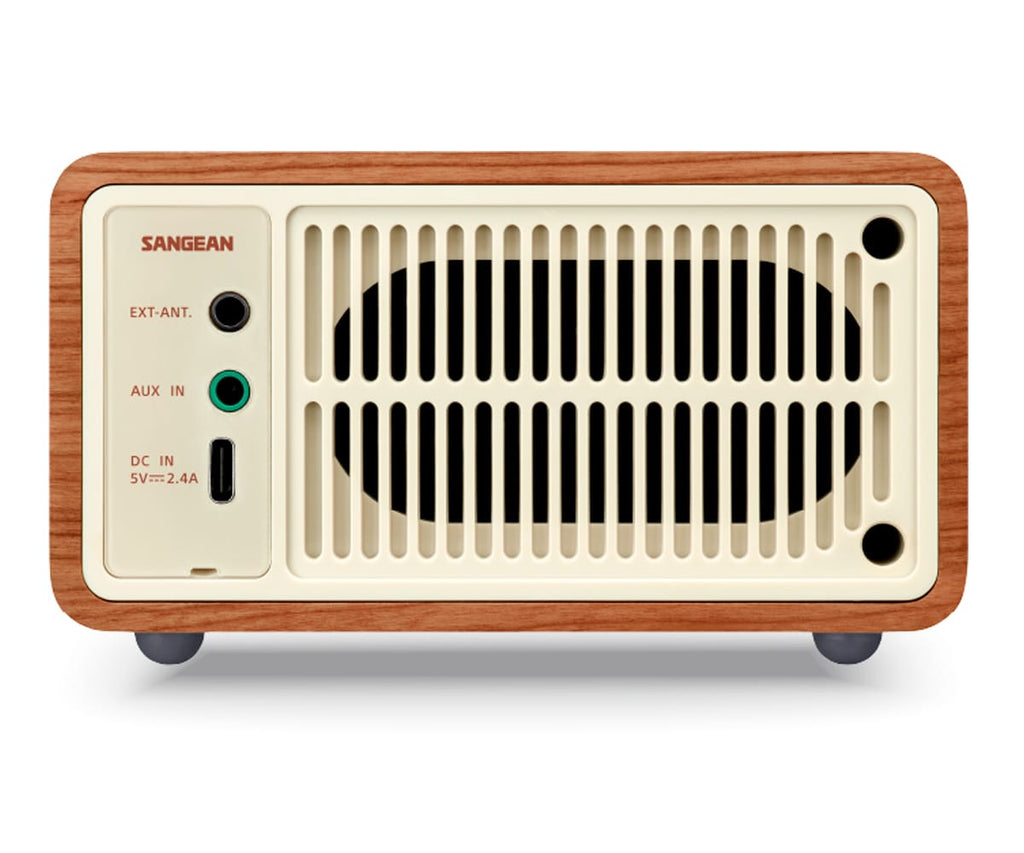 SANGEAN WR-7 PLUS CEREZO NATURAL / RADIO CON MUEBLE DE MADERA FM / BLUETOOTH / AUX - detalle