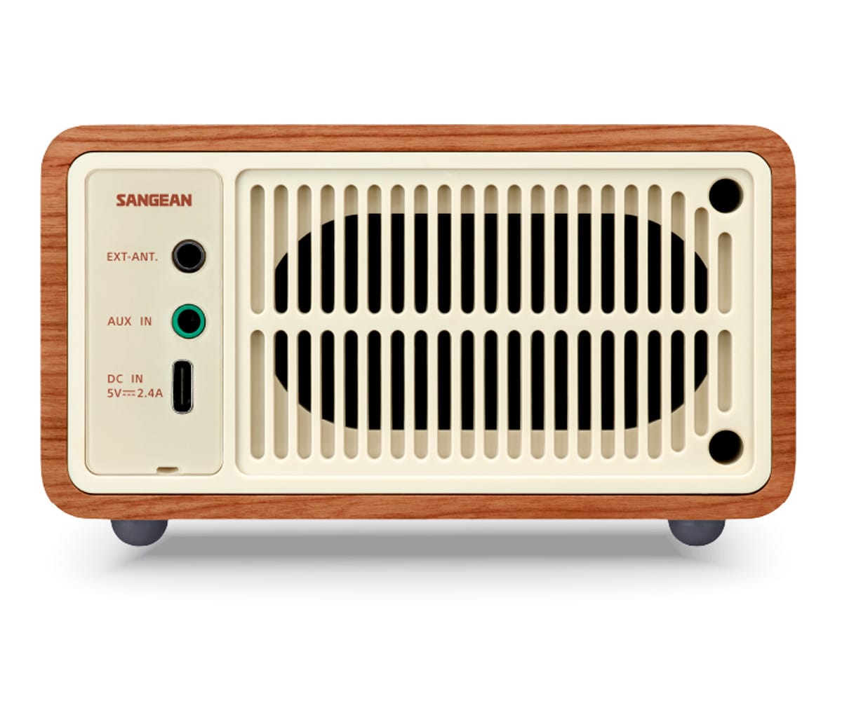 SANGEAN WR-7 PLUS CEREZO NATURAL / RADIO CON MUEBLE DE MADERA FM / BLUETOOTH / AUX - detalle