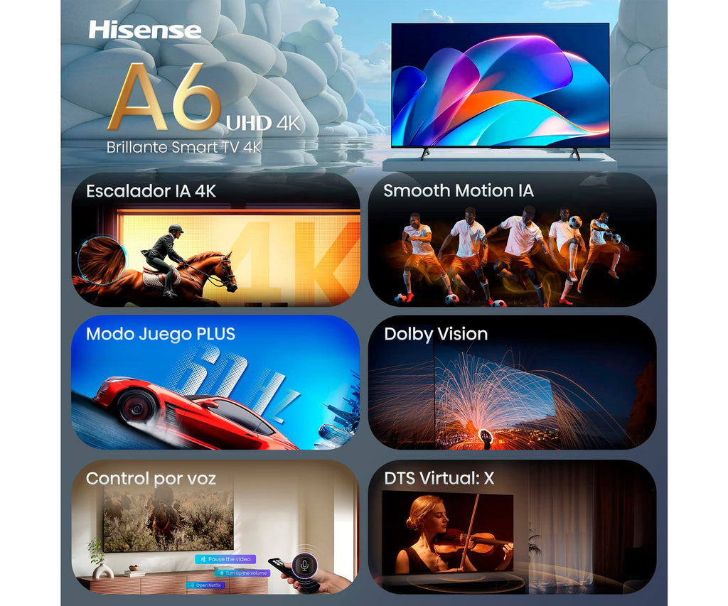 HISENSE 43A6S / TELEVISOR SMART TV 43" / DIRECT LED 4K HDR - detalle