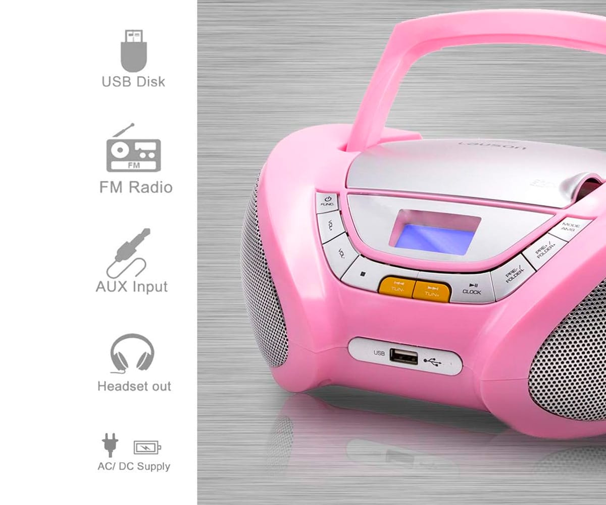 LAUSON CP748 ROSA / REPRODUCTOR RADIO CD CON ALTAVOCES INCORPORADOS - detalle