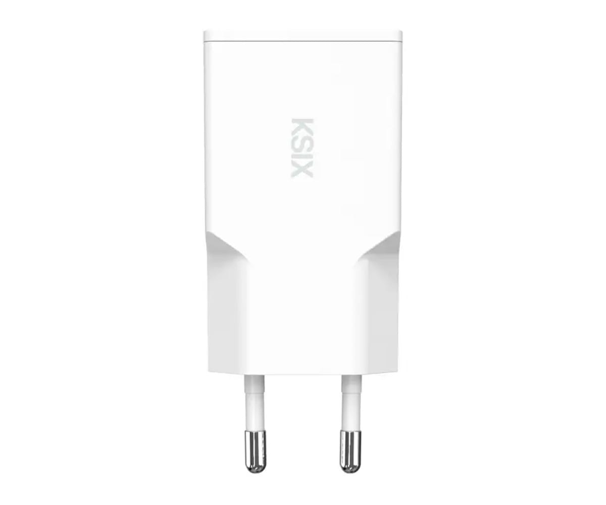 KSIX BCD20WC01 BLANCO / CARGADOR DE RED ELÉCTRICA 20W / GAN / POWER DELIVERY + PPS / USB-C + USB-A - detalle