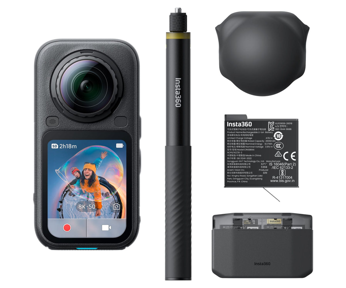 INSTA360 X6 ESSENTIALS BUNDLE MIDNIGHT BLACK / CÁMARA DE ACCIÓN 360° 8K + KIT DE ACCESORIOS
