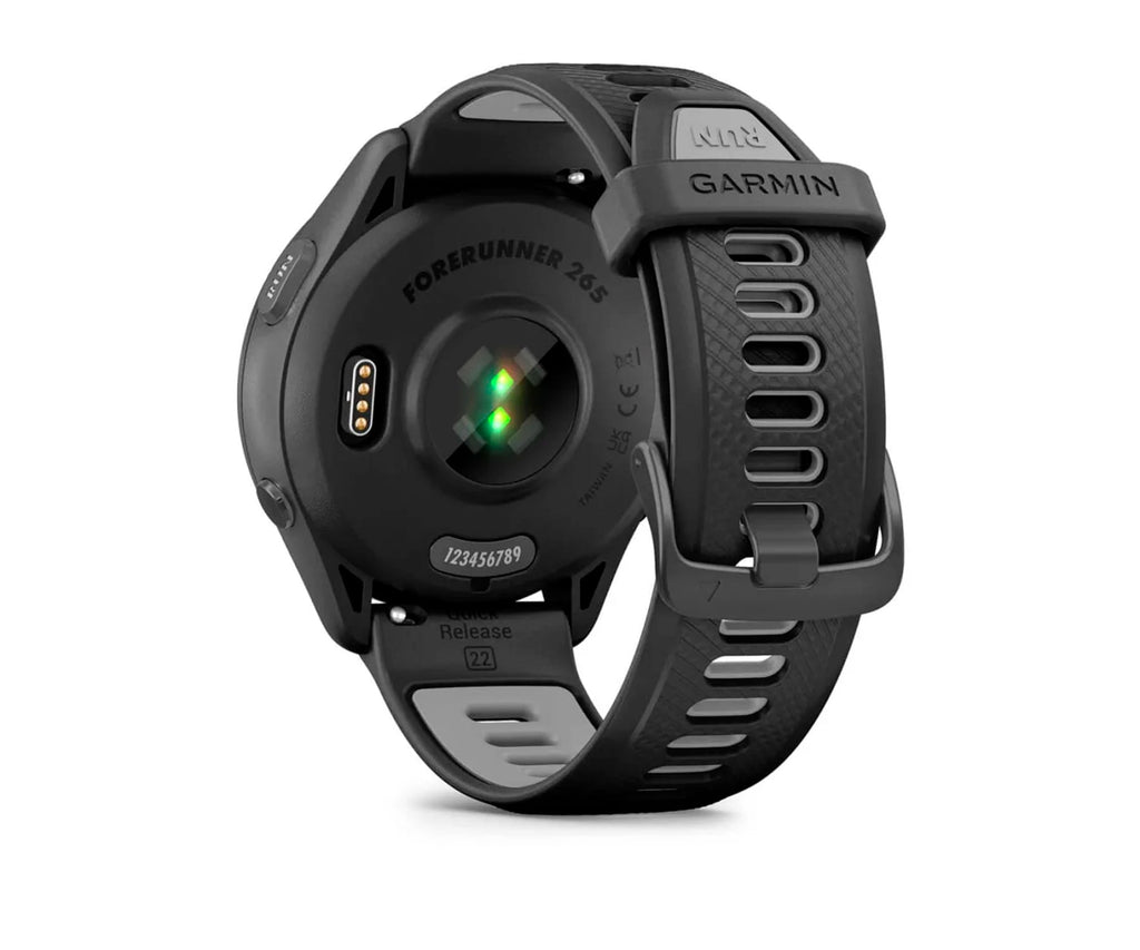 GARMIN FORERUNNER® 265 NEGRO CON CARCASA EN NEGRO Y CORREA DE SILICONA EN NEGRO/GRIS / SMARTWATCH 46MM - detalle