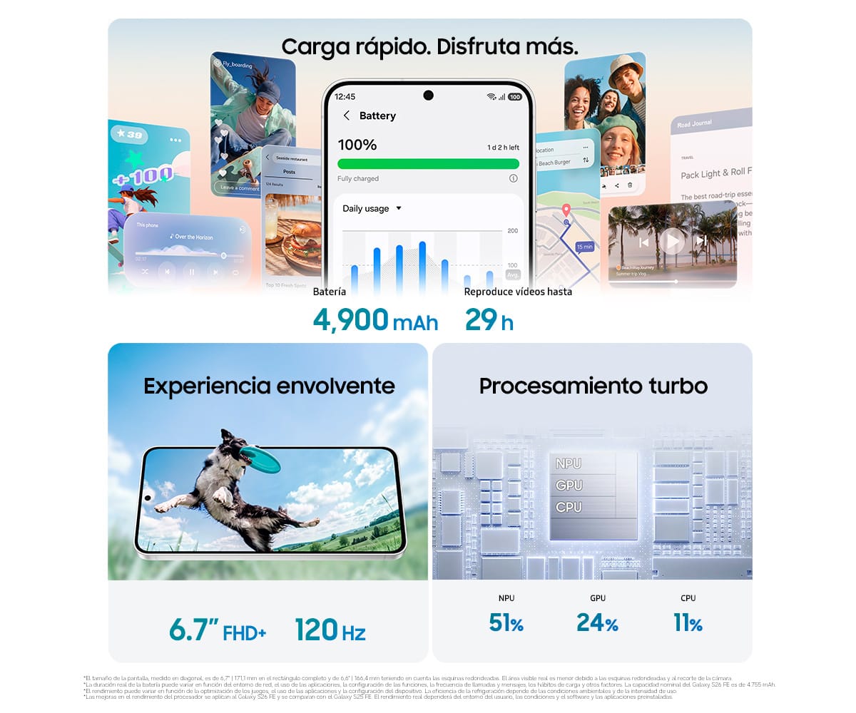 SAMSUNG GALAXY S26 FE GRAFITO / 8+256GB / 6.7" DYNAMIC AMOLED 120HZ FHD+ - detalle