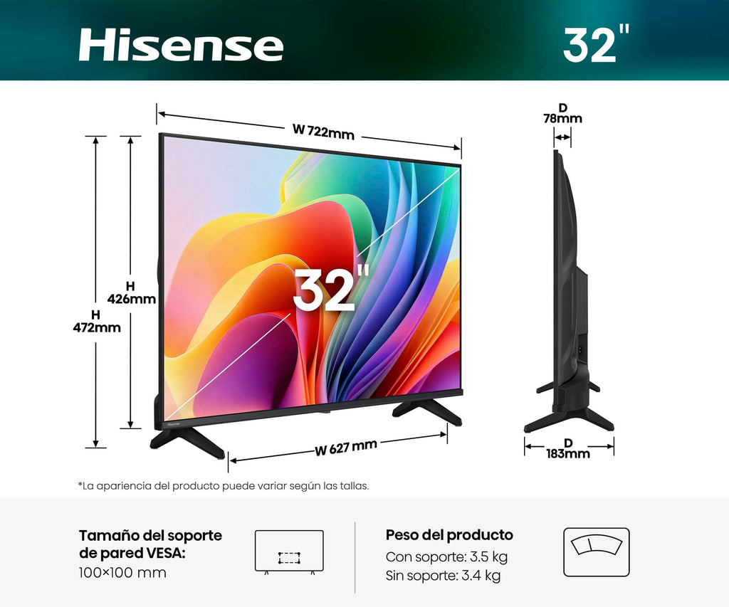 HISENSE 32A4S / TELEVISOR SMART TV 32" DIRECT LED FULL HD - detalle