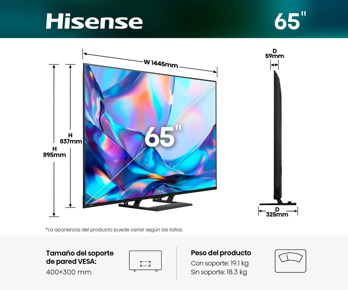 HISENSE 65A7S NEGRO / TELEVISOR SMART TV 65'' UHD 4K HDR - detalle