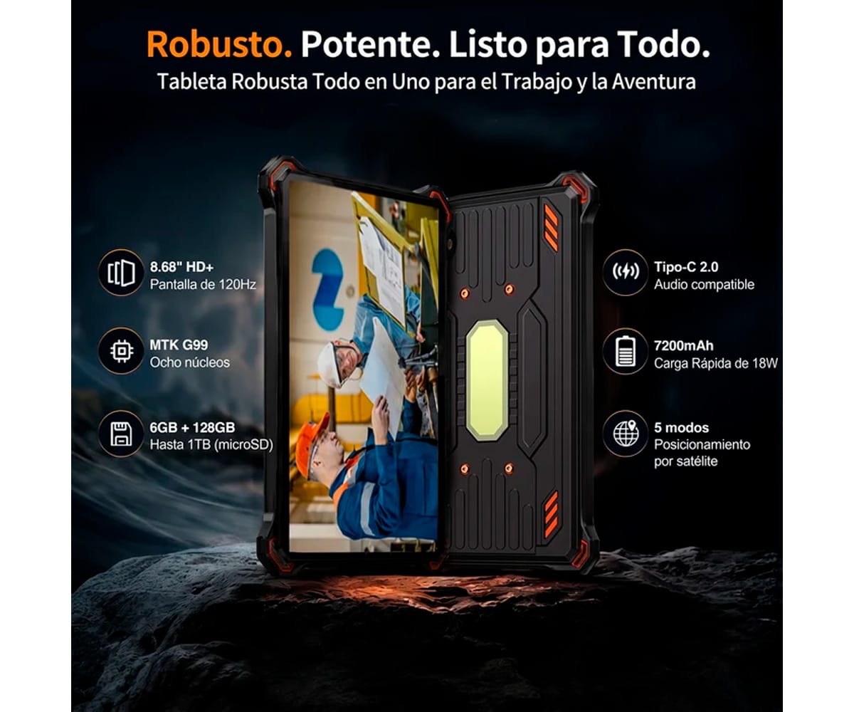 AGM PAD P3 COMPACT BLACK / RUGERIZADO / 4G / 6+128GB / 8.68" 120HZ HD+ - detalle