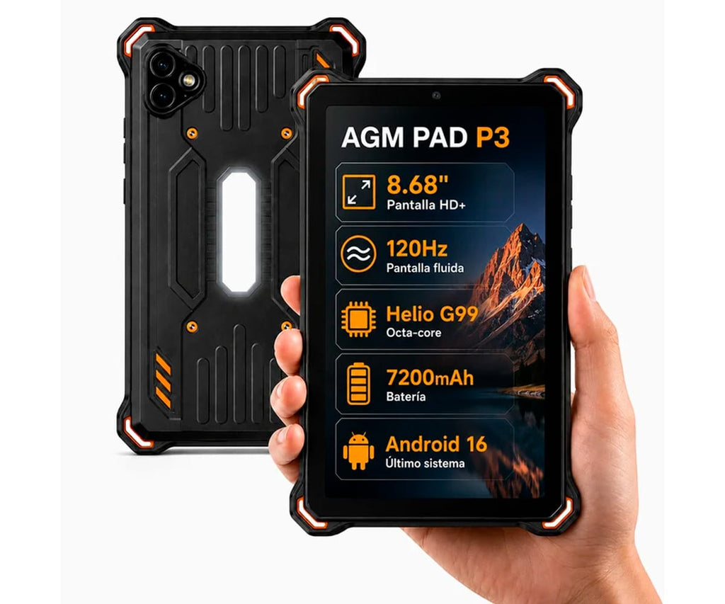 AGM PAD P3 COMPACT BLACK / RUGERIZADO / 4G / 6+128GB / 8.68" 120HZ HD+