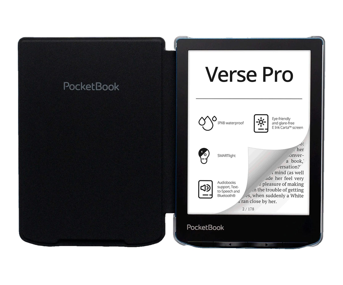 POCKETBOOK FUNDA SHELL NEGRA CON TRASERA TRANSPARENTE / PARA E-READERS DE LA SERIE VERSE - detalle