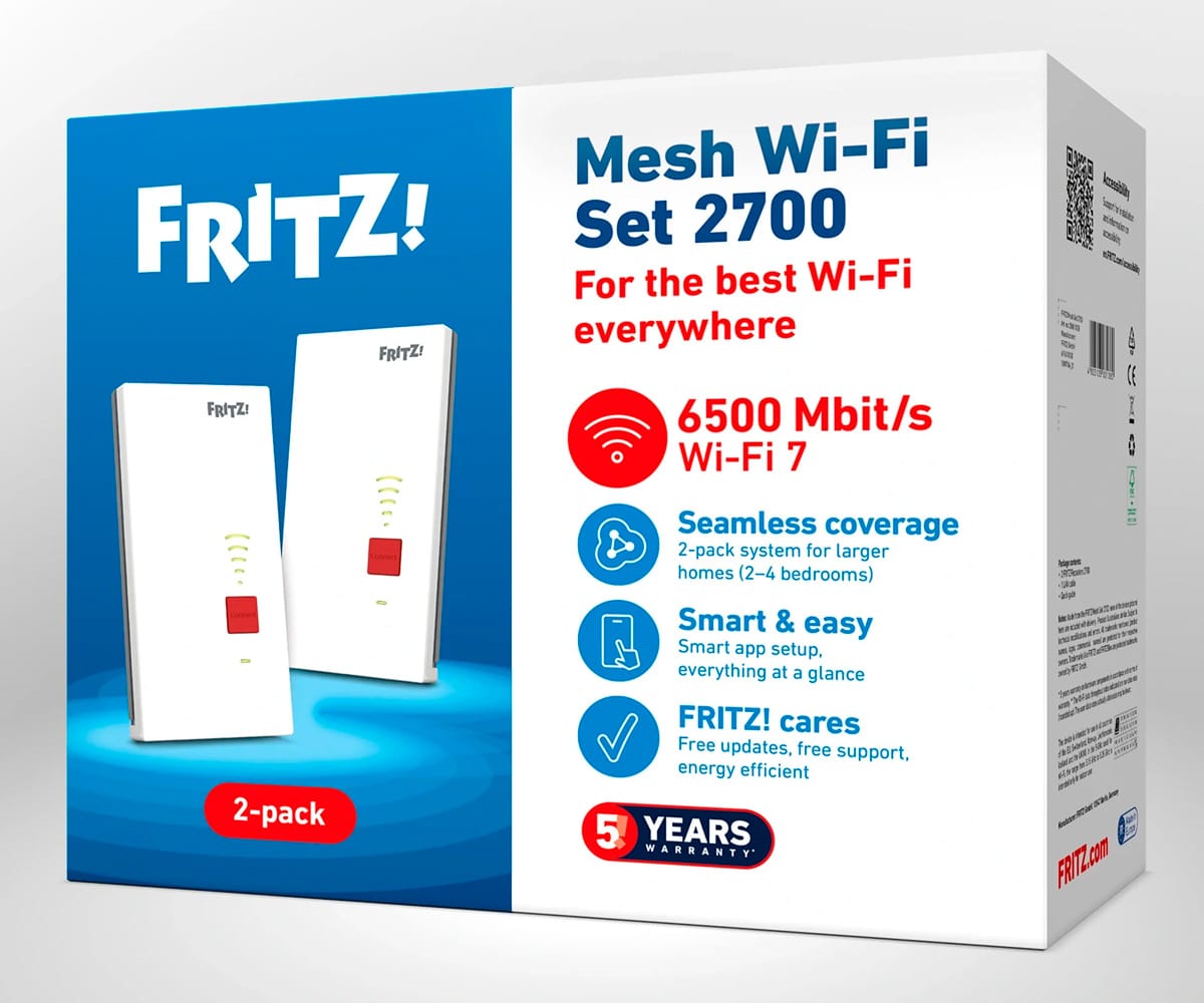 FRITZ! MESH SET 2700 BLANCO / SET DE 2 REPETIDORES WI-FI 7 - detalle