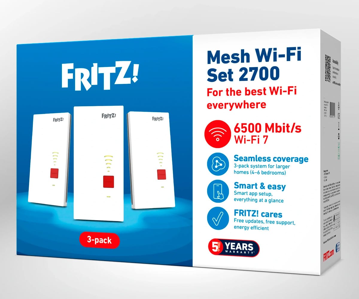 FRITZ! MESH SET 2700 BLANCO / SET DE 3 REPETIDORES WI-FI 7 - detalle