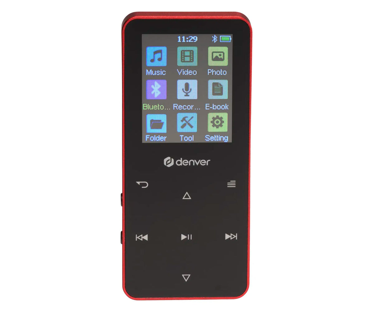 DENVER MP-1830R ROJO / REPRODUCTOR MULTIMEDIA MP4 CON BLUETOOTH Y PANTALLA IPS DE 1,8"