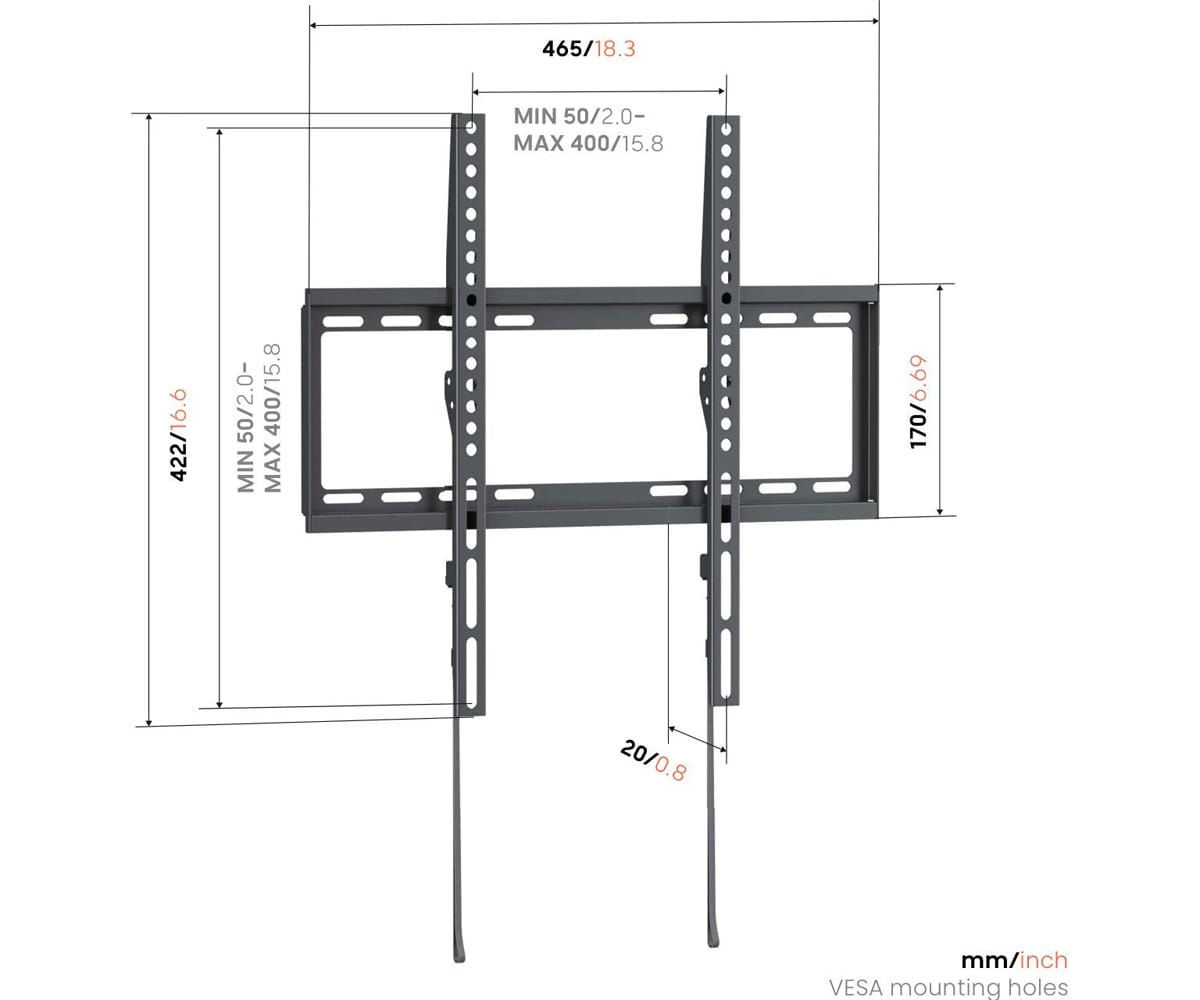 VOGEL'S UP 4003 NEGRO / SOPORTE DE PARED FIJO PARA TV DE 32" A 65" - detalle