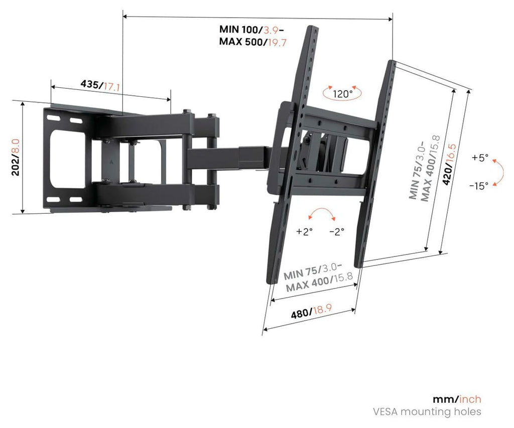 VOGEL'S UP 4053 NEGRO / SOPORTE DE PARED GIRATORIO PARA TV DE 32" A 65" - detalle