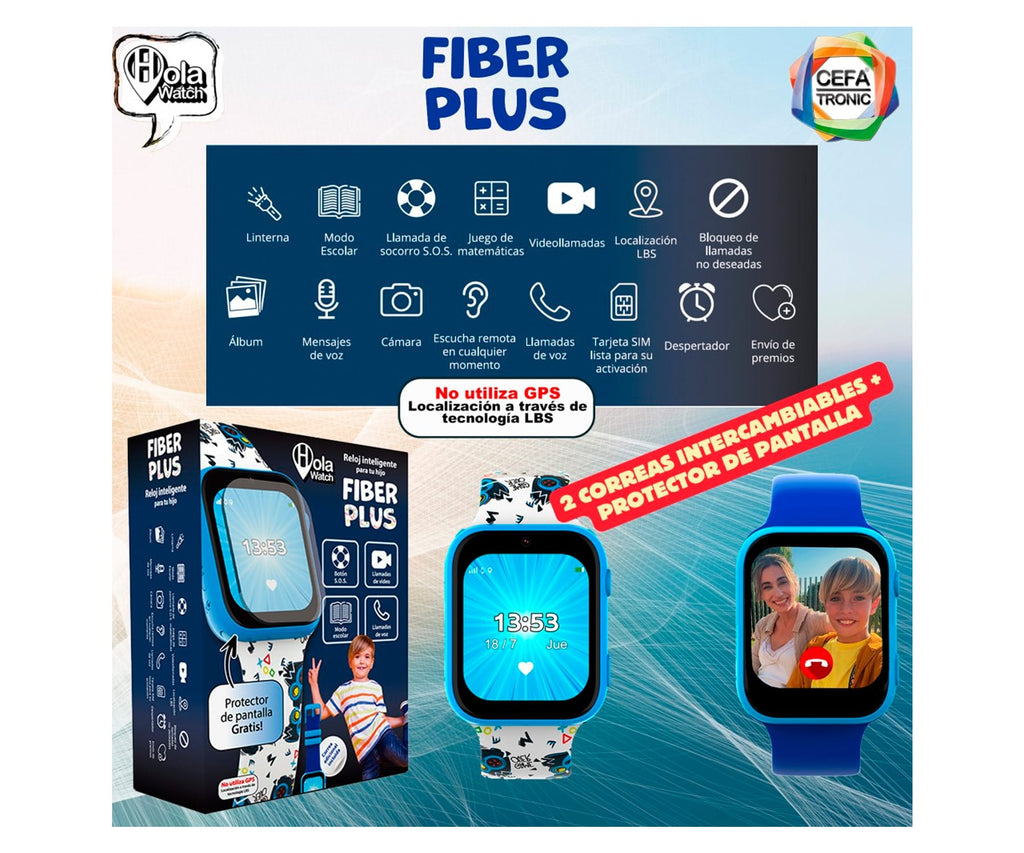 HOLA WATCH FIBER+ AZUL / SMARTWATCH PARA NIÑOS 1.83" 4G - detalle