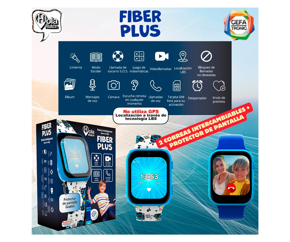 HOLA WATCH FIBER+ AZUL / SMARTWATCH PARA NIÑOS 1.83" 4G - detalle