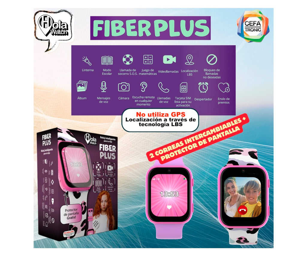 HOLA WATCH FIBER+ ROSA / SMARTWATCH PARA NIÑOS 1.83" 4G - detalle