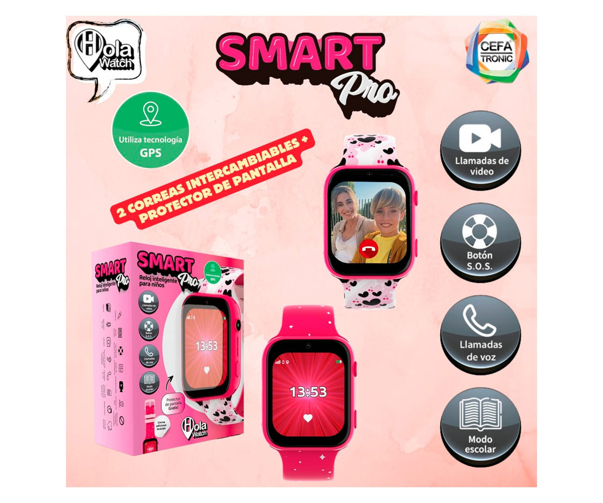 HOLA WATCH SMART PRO ROSA / SMARTWATCH PARA NIÑOS 1.83" 4G - detalle