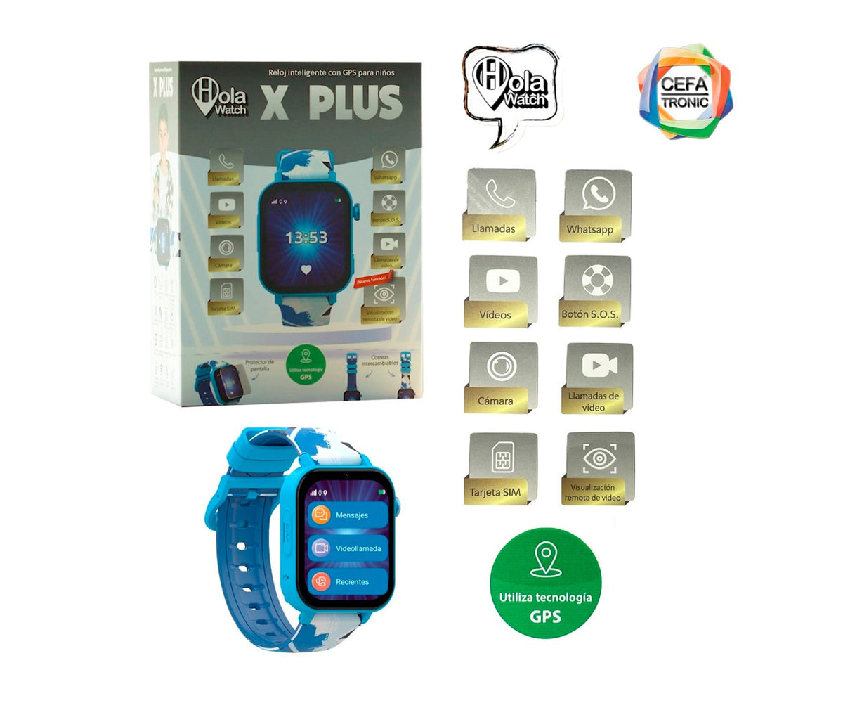 HOLA WATCH X PLUS AZUL / SMARTWATCH PARA NIÑOS 1.85" 4G - detalle
