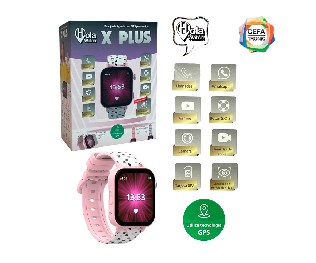 HOLA WATCH X PLUS ROSA / SMARTWATCH PARA NIÑOS 1.85" 4G - detalle
