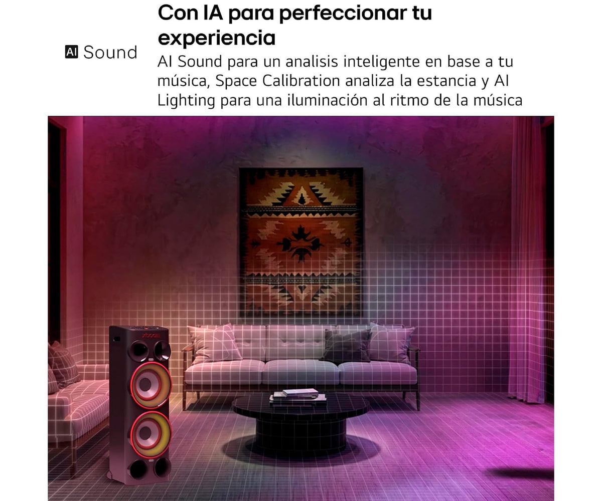 LG XBOOM LA BESTIA POWER 9000 NEGRO / ALTAVOZ GRAN POTENCIA PARA FIESTAS, 440W / AI KARAOKE - detalle