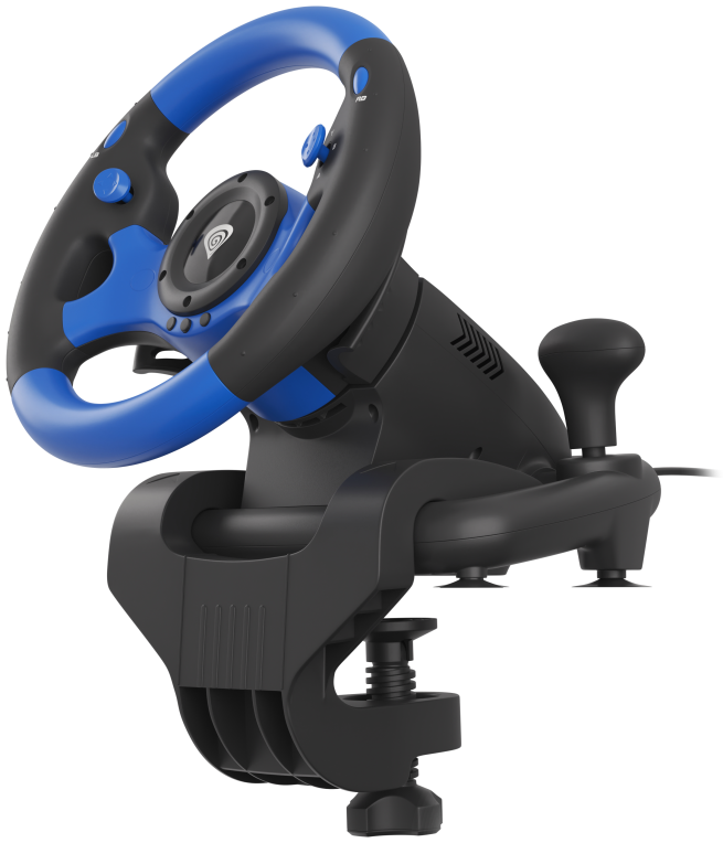 GENESIS Seaborg 350 Negro. Azul USB Volante + Pedales Nintendo Switch. PC. PlayStation 4. Playstation 3. Xbox 360. Xbox One. Xbox Series S. Xbox Series X - detalle