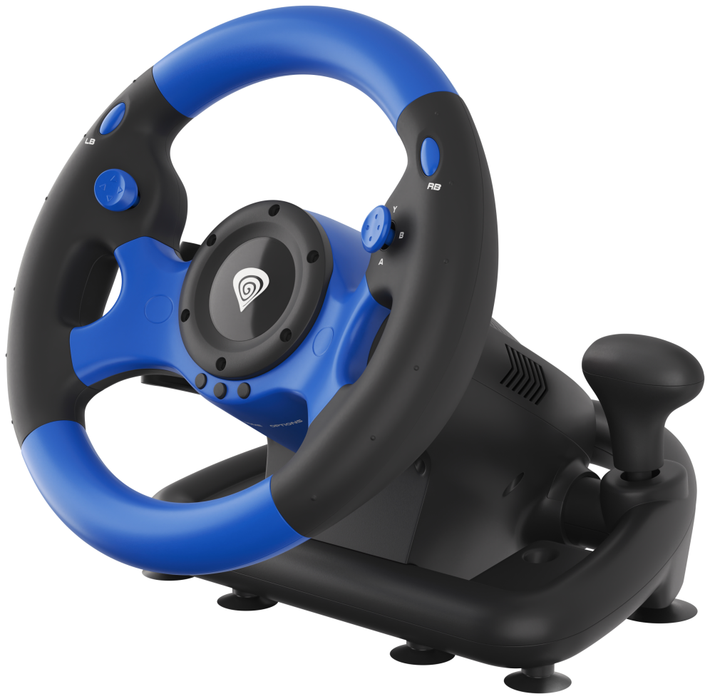 GENESIS Seaborg 350 Negro. Azul USB Volante + Pedales Nintendo Switch. PC. PlayStation 4. Playstation 3. Xbox 360. Xbox One. Xbox Series S. Xbox Series X - detalle