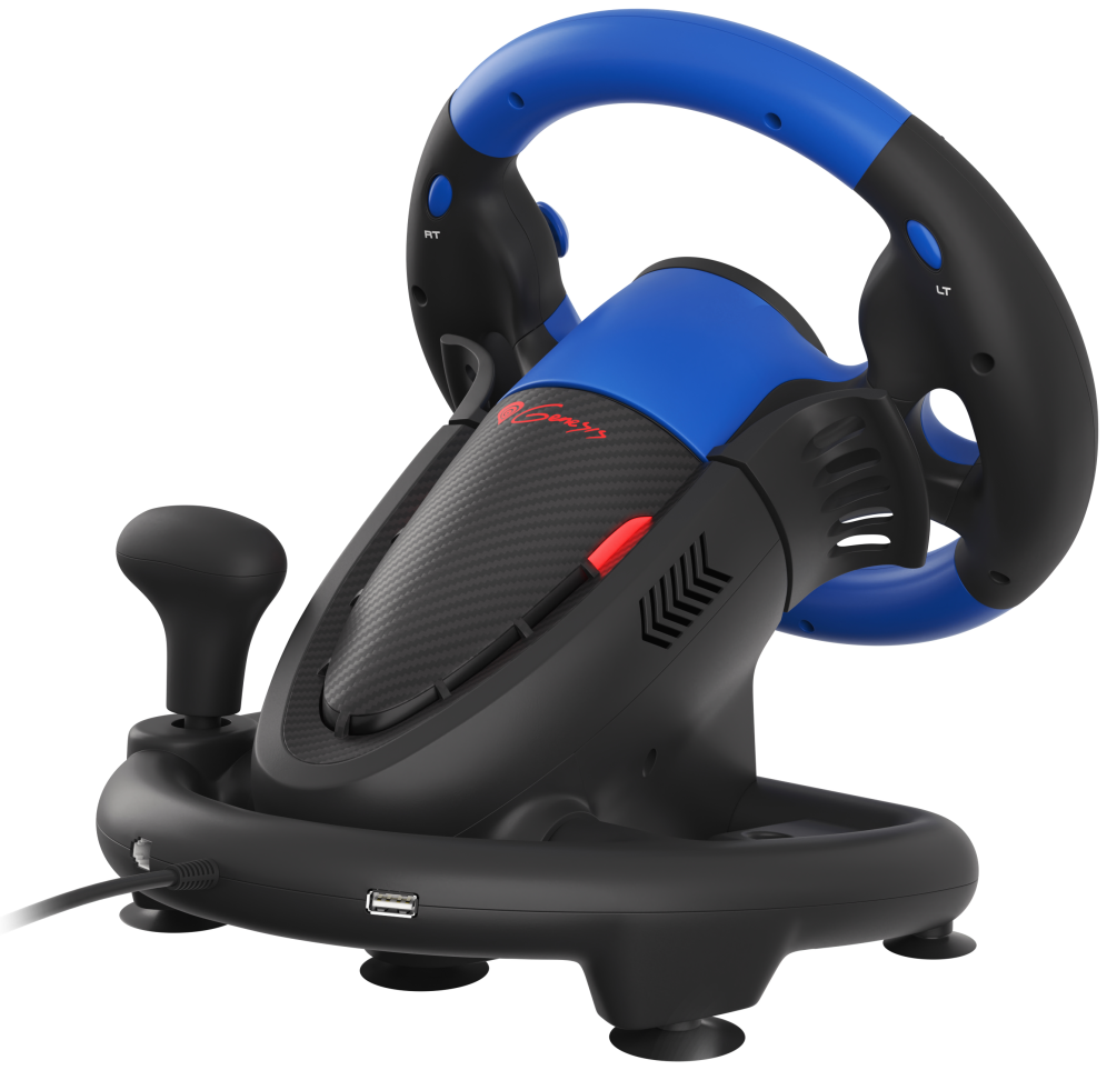 GENESIS Seaborg 350 Negro. Azul USB Volante + Pedales Nintendo Switch. PC. PlayStation 4. Playstation 3. Xbox 360. Xbox One. Xbox Series S. Xbox Series X - detalle