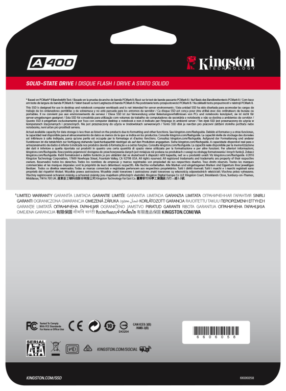 Kingston Technology A400 120 GB 2.5" Serial ATA III TLC - detalle