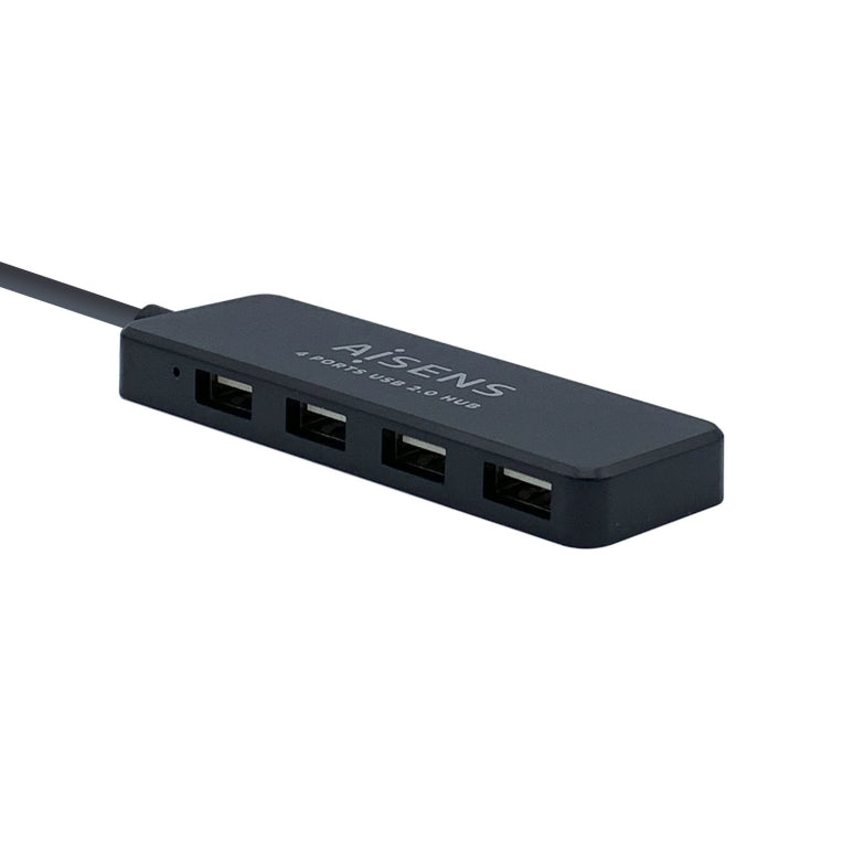 AISENS Hub USB 2.0. Tipus A/M - 4 x Tipus A/H. Negre. 30 cm