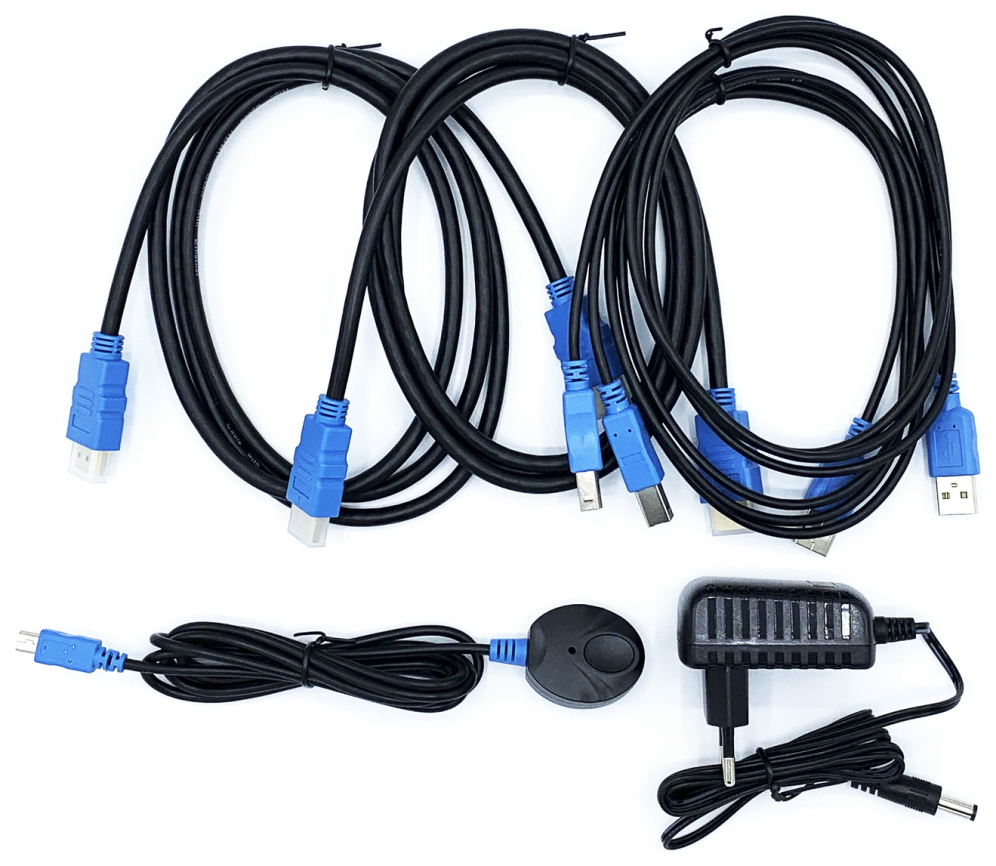 AISENS Conmutador KVM HDMI 4K@60HZ USB 1U-2PC con fuente alimentación. Negro - detalle