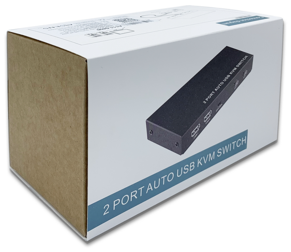 AISENS Conmutador KVM HDMI 4K@60HZ USB 1U-2PC con fuente alimentación. Negro - detalle