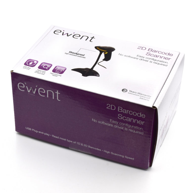 Ewent EW3410 lector de codi de barres Lector de codis de barres portàtil 1D/2D LED Negre