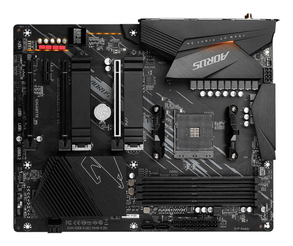 GIGABYTE B550 AORUS ELITE AX V2 Placa base - Procesadores AMD Ryzen 5000. VRM de 12+2 fases. hasta 4733 MHz DDR4. 1xPCIe 4.0 + 1xPCIe 3.0 M.2. Wi-Fi 6E. LAN 2.5GbE. USB 3.2 Gen 2