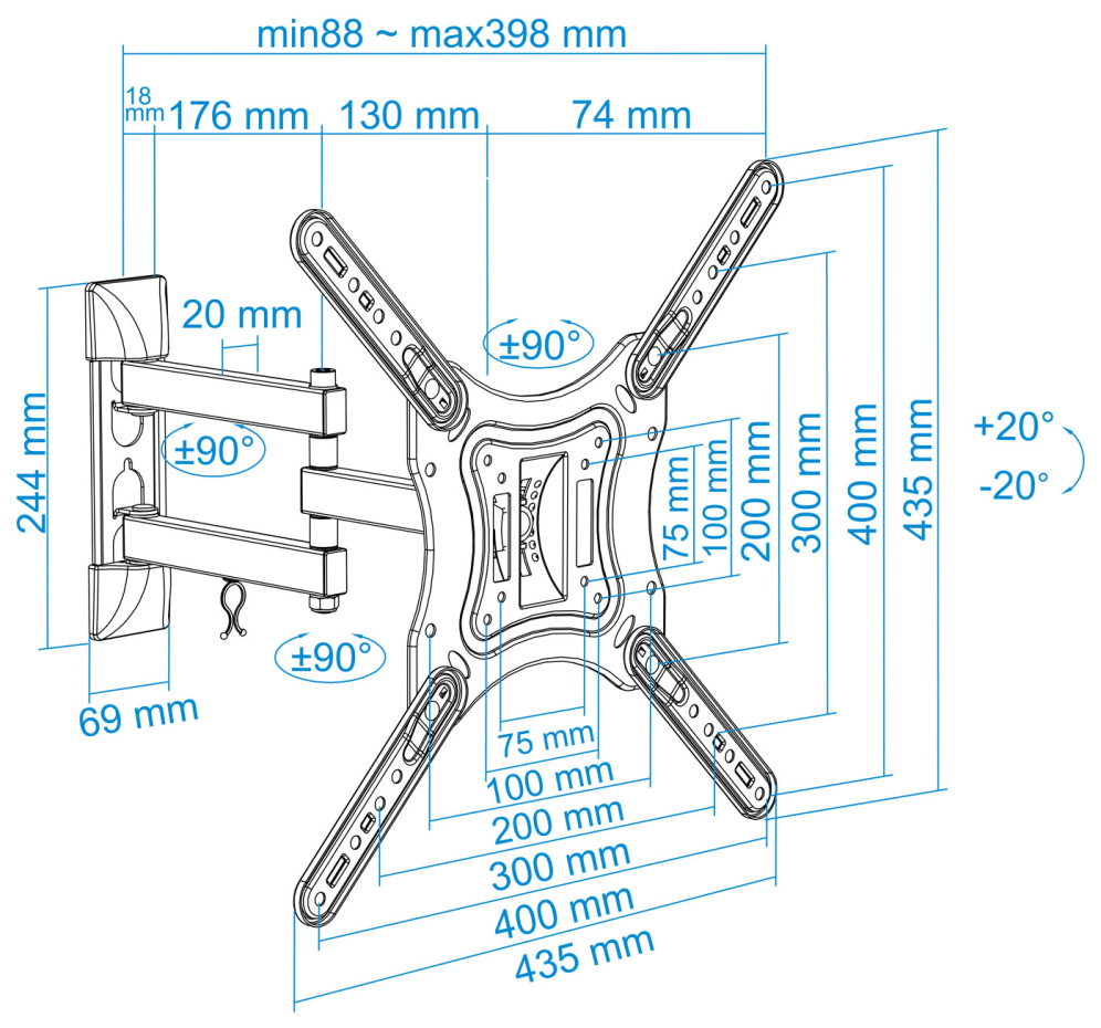 TooQ LP6055TN-B soporte para TV 139.7 cm (55") - detalle