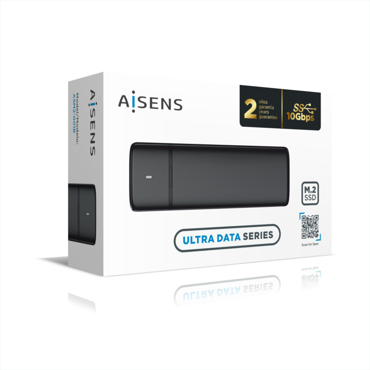 AISENS Caja Externa M.2 (NGFF) ASM2-001B SATA/NVME a USB3.1/USB3.2 Gen2. Negra - detalle
