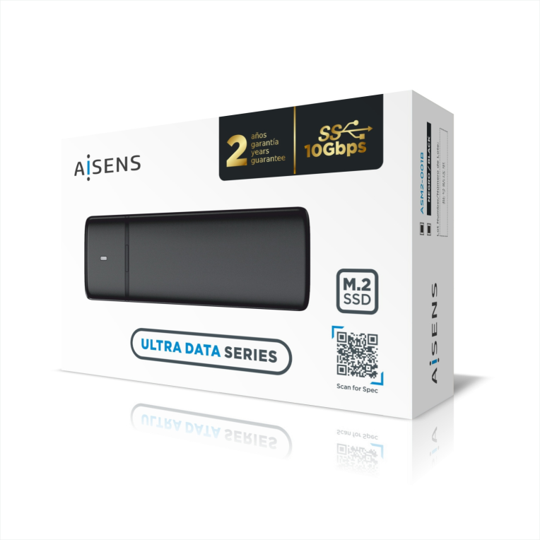 AISENS Caja Externa M.2 (NGFF) ASM2-001B SATA/NVME a USB3.1/USB3.2 Gen2. Negra - detalle