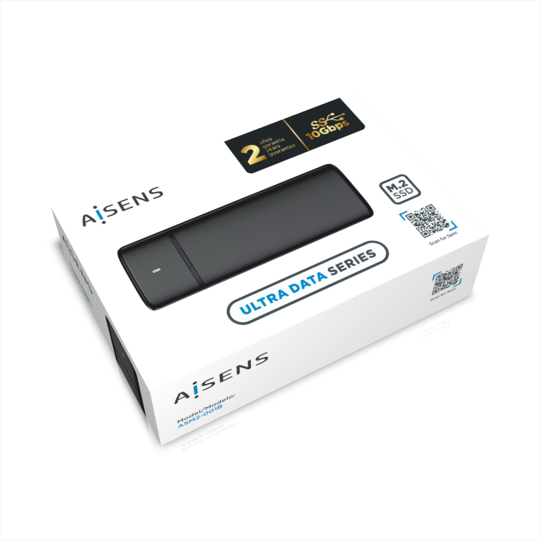 AISENS Caja Externa M.2 (NGFF) ASM2-001B SATA/NVME a USB3.1/USB3.2 Gen2. Negra - detalle