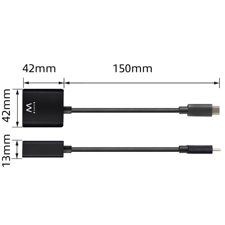 Ewent EW9825 adaptador de cable de vídeo 0.15 m USB Tipus C DisplayPort Negre