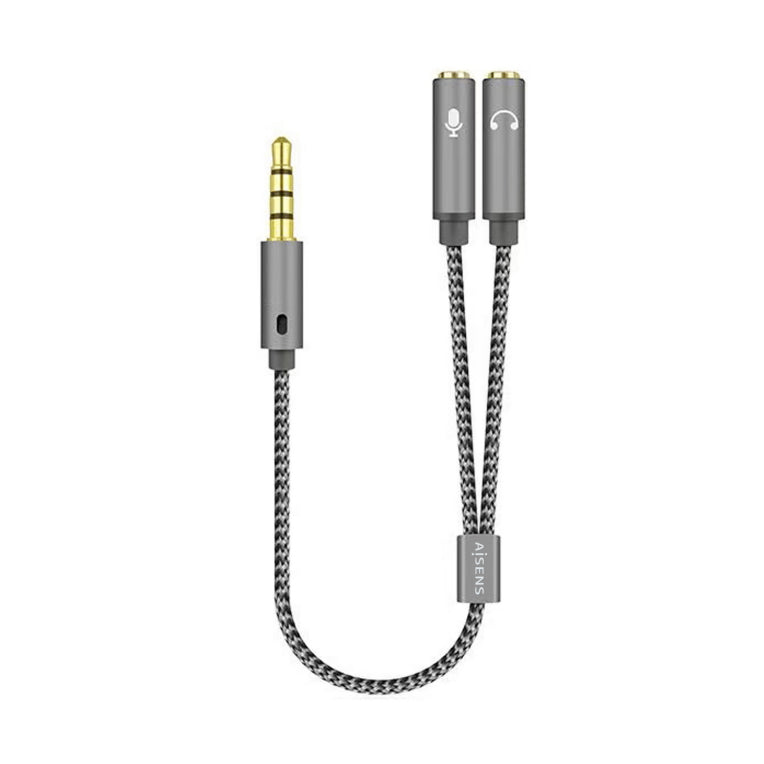 AISENS Cable Adaptador Audio Jack 3.5 4pines/M-2xjack 3.5 3pines/H. Gris. 25cm
