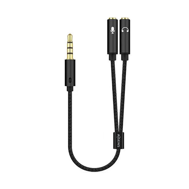 AISENS Cable Adaptador Audio Jack 3.5 4pines/M-2xjack 3.5 3pines/H. Negro. 25cm