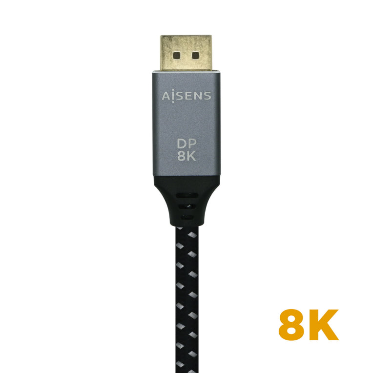 AISENS Cable Displayport V1.4 8k@60hz. DP/M-DP/M. Gris/Negro. 2.0m